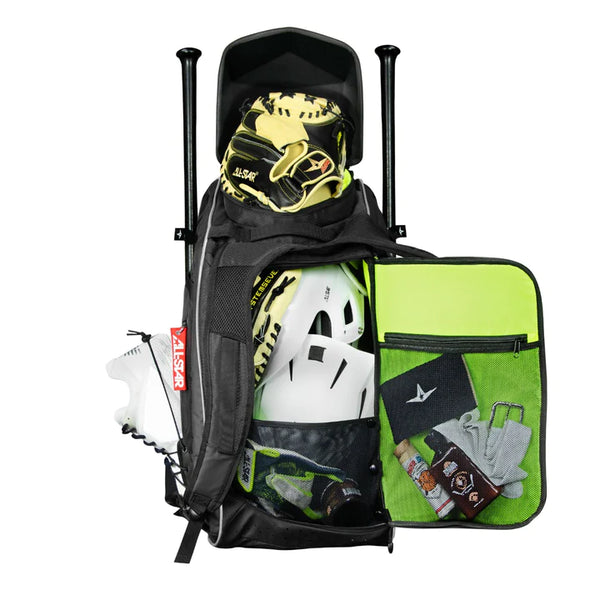 Inside compartments displayed on the All Star MVP Pro Series Bat Pack