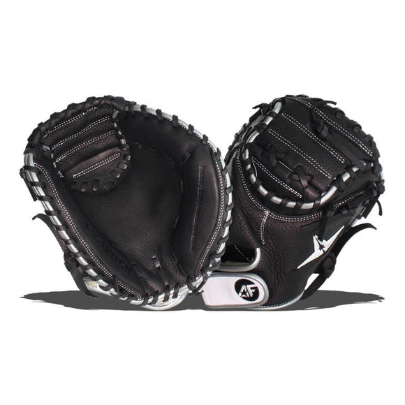 Front and back views of the All Star AF-Fastpitch Series Focus Framer Training Catchers Mitt