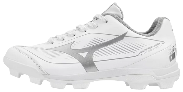 Mizuno CushionRevo Finch Jr. Youth Fastpitch Molded Cleat - White/Silver