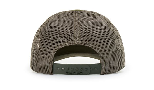 Rear view of the Richardson Printed Tactical Trucker Cap - Split MultiCamo Tropic/Loden