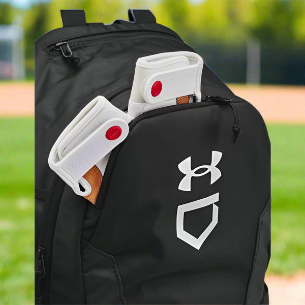 View of one of the zipper pouches on the Under Armour Yard 2.0 Baseball Backpack