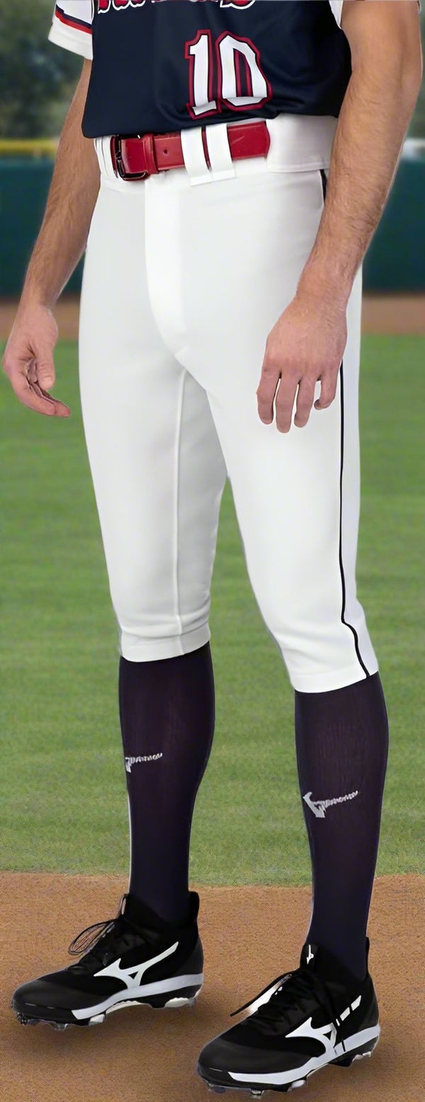 player modeling the Mizuno Premier Short Piped Baseball Pant