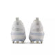 View of the back of the New Balance Fresh Foam Velo v5 Metal Softball Cleat - White/Metallic Silver