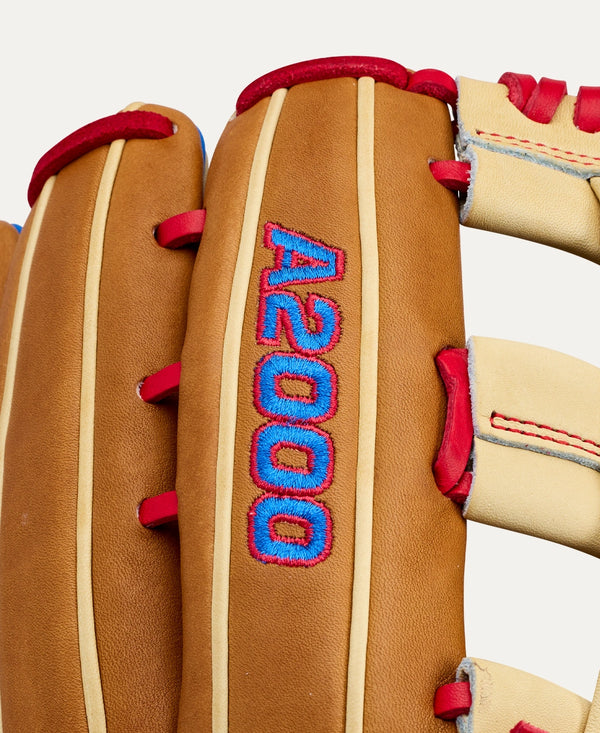 Close-up of the logo on the Wilson 2027 A2000® 1777 12.75" Baseball Glove