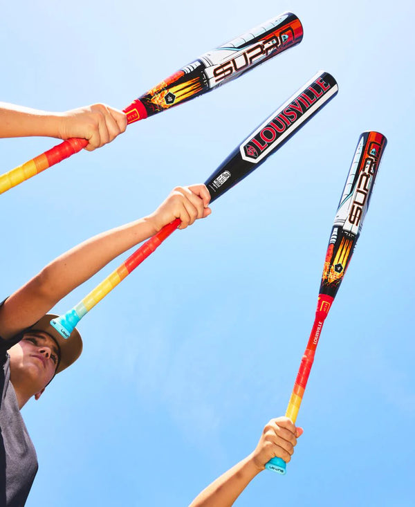 Players raising their 2026 Louisville Slugger Supra™ Starship USSSA Baseball Bats in the air