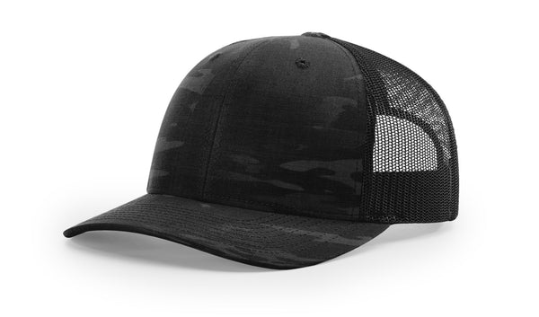 Richardson Printed Tactical Trucker Cap - Split MultiCamo Black/Black