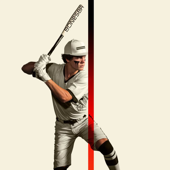 Player swinging the 2025 Warstic Bonesaber Hybrid -3 BBCOR Baseball Bat