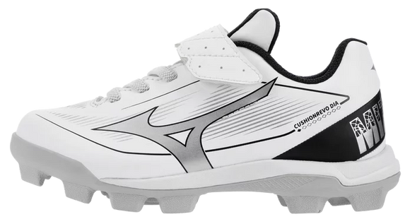 Mizuno CushionRevo Diamond Youth Baseball Molded Cleat - White/Black