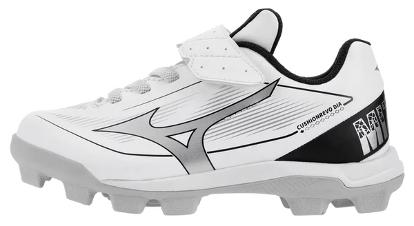 Mizuno CushionRevo Diamond Youth Baseball Molded Cleat - White/Black