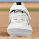 Front view of the Mizuno Cushionrevo Diamond Youth Molded Baseball Cleat - White/Black