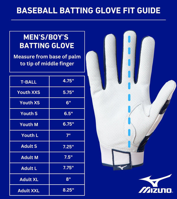 Baseball batting glove fit guide