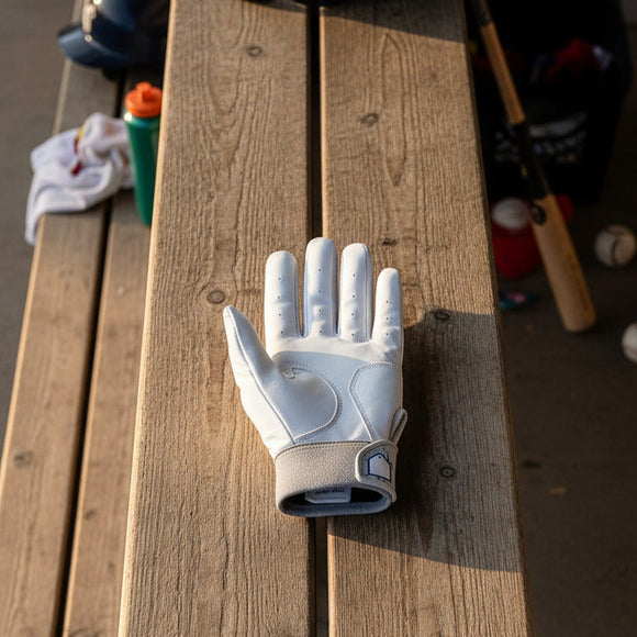 New Mizuno MVP Youth Batting Glove - White/Blue