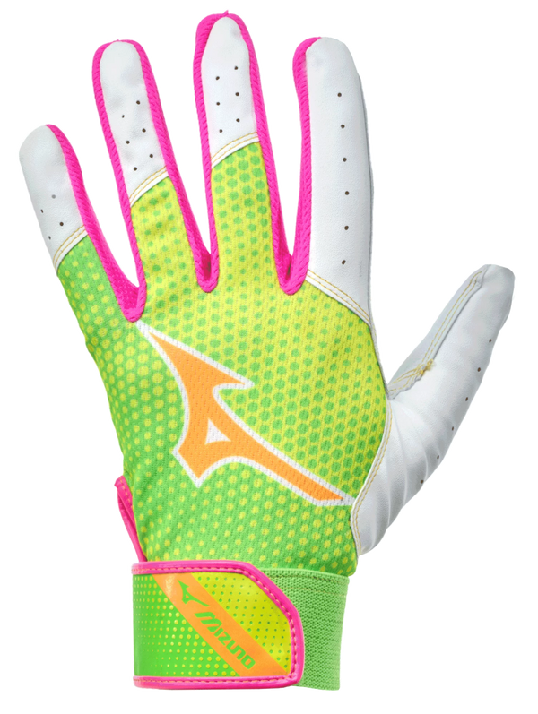 Mizuno MVP Youth Batting Glove - Green/Pink