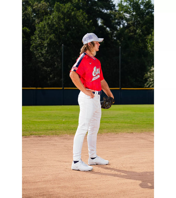 Player on the field wearing the Mizuno Premier Pro Tapered Baseball Pant