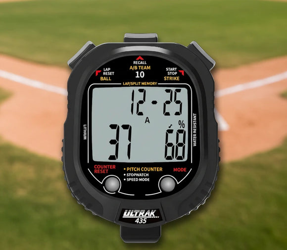 Ultrak 435 Pitch Counter with Strike Pct./Pitch Speed Monitor - 10 Memory Stopwatch