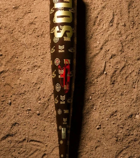 Close-up of the certification on the 2026 Soldier Sports Tank3 Designer Alloy BBCOR -3 Baseball Bat