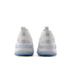 Rear view of the New Balance Velo v5 Women's Turf-Trainer Shoe - White/Metallic Silver