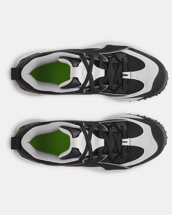 Top view of the Under Armour Men's Yard Icon Turf Baseball Shoe - Black/White