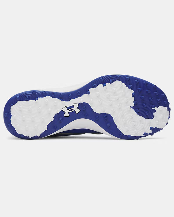 View of the outer sole on the Under Armour Men's Yard Icon Turf Baseball Shoe - Royal/White