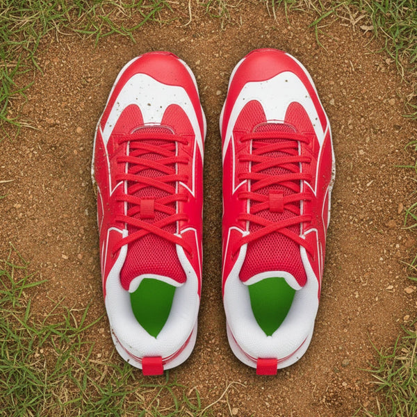 Top view of the Under Armour Leadoff Icon Low RM Jr. Youth Molded Cleat - Red