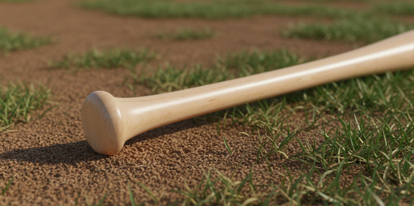 Close-up of the handle on the Victus Pro V Cut Gloss Maple Wood Baseball Bat - Natural/Gloss Black