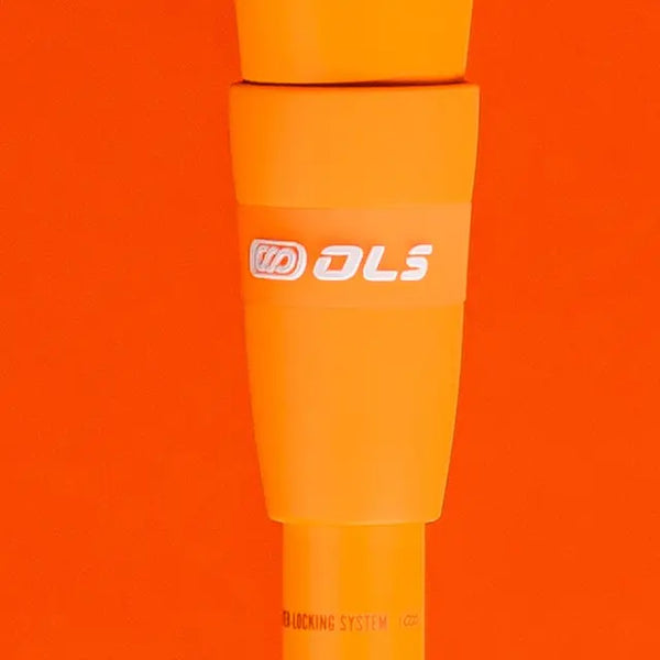 Close-up of the connection piece on the Marucci Asura Glow Citrus Spark Fastpitch Bat