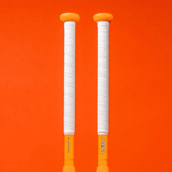 Close-up of the handle of the Marucci Asura Glow Citrus Spark Fastpitch Bat