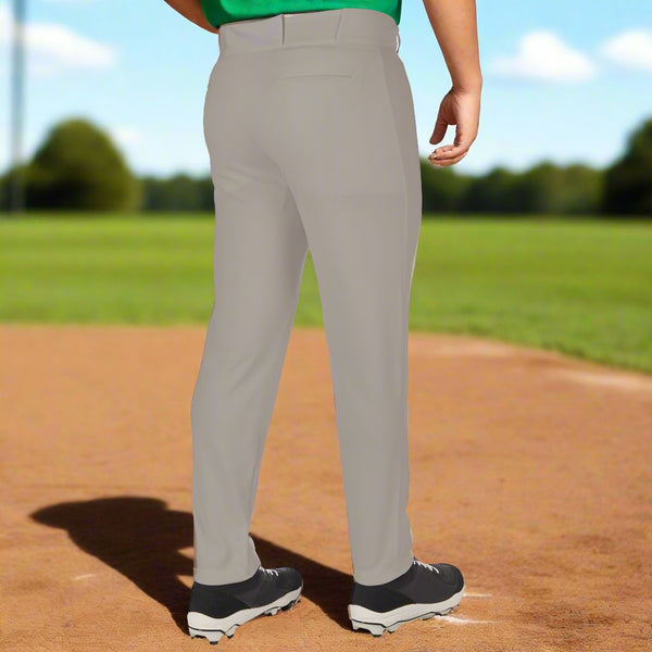 Rear view of the Champro Men's Triple Crown 2.0 Open-Bottom Baseball Pants - Gray