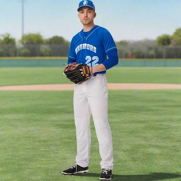 Player modeling the Champro Men's Triple Crown 2.0 Open-Bottom Baseball Pants