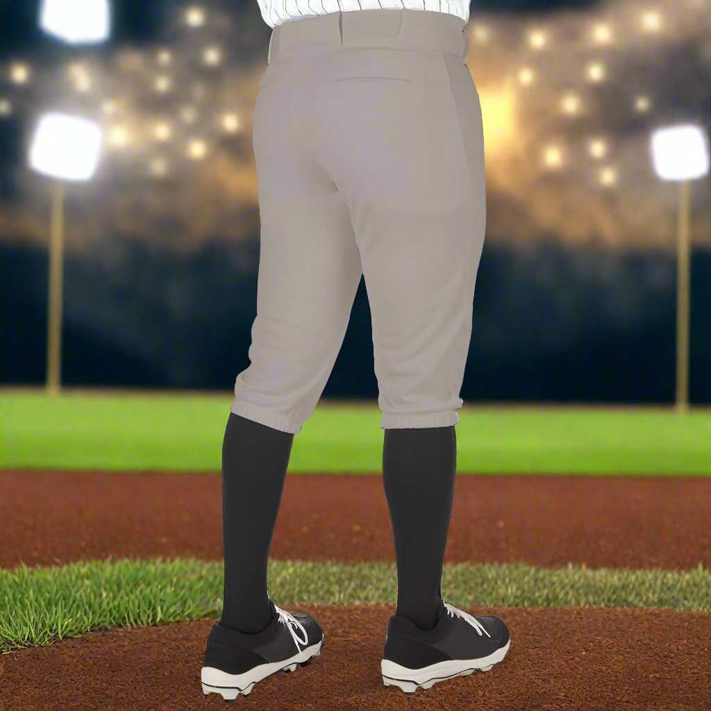 thumbnail image 2 of Champro Triple Crown Adult Men's Knicker Baseball Pants – Grey & White, New With Tags 2 of 5