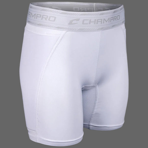 Front view of the Champro Women's Take-Out Fastpitch Sliding Short - White
