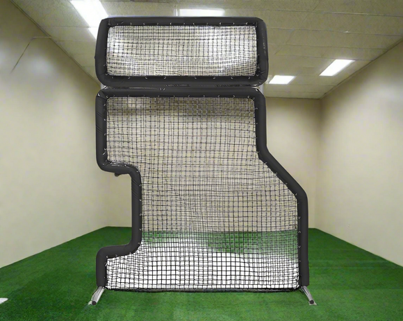 Bullet Combo L-Screen with Overhead Protector (7' x 7') - Black