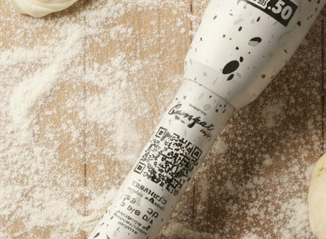 Close-up of the certification stamps on the 2026 Combat MFG Cookie Jar "Cookies & Cream" Spec-H1 Hybrid -3 BBCOR Baseball Bat