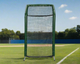 Front view of the Dark Green Bullet Fastpitch Softball Screen with Overhead Protector (8' x 4')