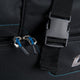 Close-up of the zippers and clips on the Champro Wheeled Umpire Bag