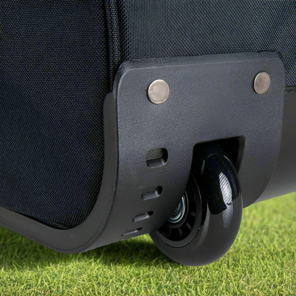 Close-up of the wheels on the Champro Wheeled Umpire Bag