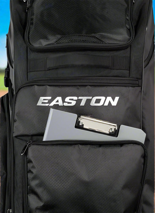 Close-up of the on the personal items pockets on the Easton Wheelhouse Pro Wheeled Bag