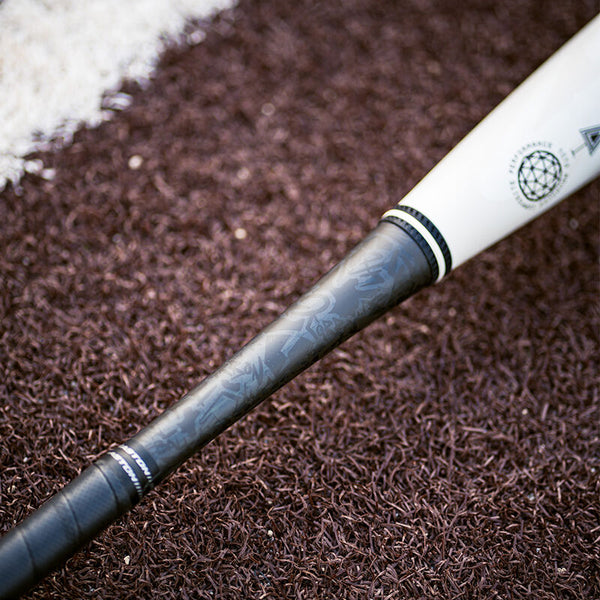 Close-up of the handle of the 2025 Easton Split™ -3 BBCOR Baseball Bat