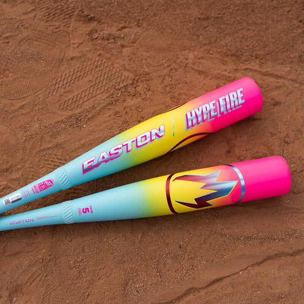 Close-up of the barrels on two of the 2026 Easton Hype Fire® USSSA Baseball Bats