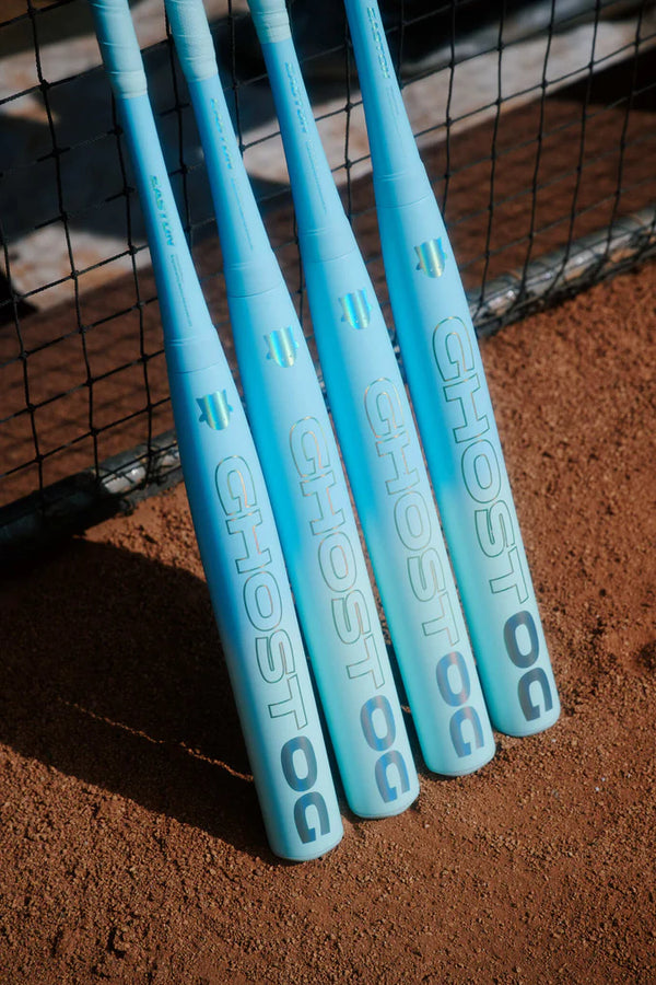 Line of four 2027 Easton Ghost OG Fastpitch Bats