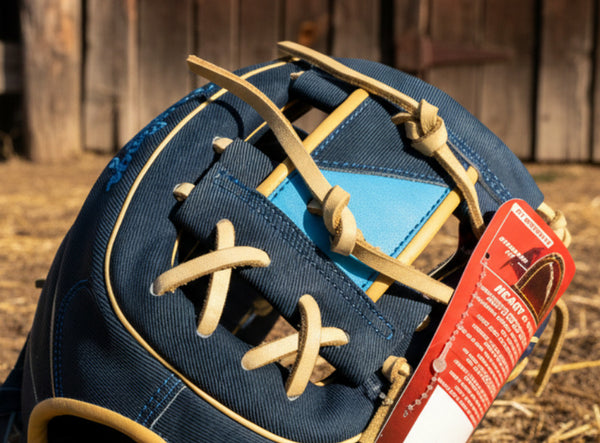 Close-up of the web on the Rawlings Heart of the Hide February 2026 "Gold Glove Club" 11.5" Baseball Glove