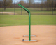 Side view of the Bullet Fastpitch Softball Screen with Overhead Protector (8' x 4') - Green