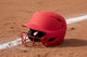 Side view of the Champro HXE Fastpitch Matte Batting Helmet - Red