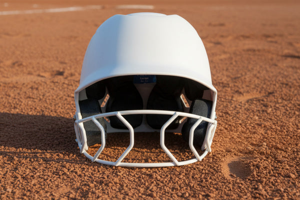 Front view of the Champro HXE Fastpitch Matte Batting Helmet - White