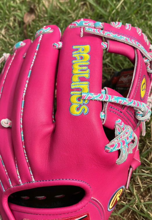 Close-up of the logo on the Rawlings Heart of the Hide  PROR204-2BE IconFest Exclusive 11.5" Baseball Glove