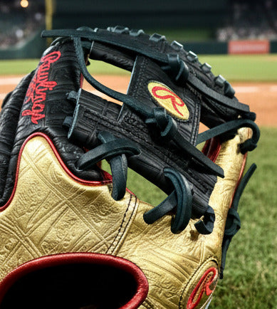 Close-up of the web on the Rawlings Heart of the Hide June 2026 "Gold Glove Club" 11.5" Baseball Glove