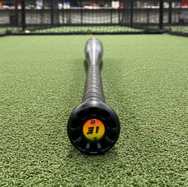 Close-up of the knob on the 2027 Marucci CATX RCKLESS Gen 2 -5 Senior League USSSA Big Barrel Baseball Bat