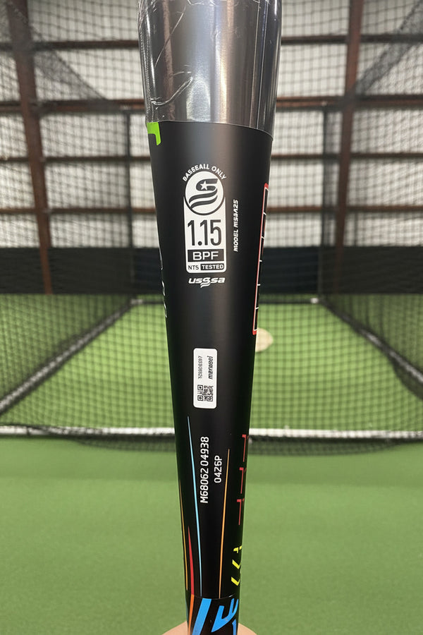 Close-up of the certification stamp on the 2027 Marucci CATX RCKLESS Gen 2 -5 Senior League USSSA Big Barrel Baseball Bat