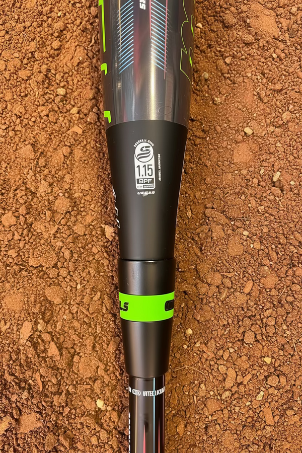 Close-up of the certification stamp on the 2027 Marucci CATX RCKLESS Gen 2 Composite -5 Senior League USSSA Big Barrel Baseball Bat