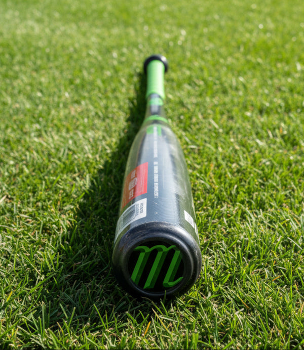 Close-up of the end cap on the 2027 Marucci CATX RCKLESS Gen 2 Composite -10 USSSA Junior Big Barrel Baseball Bat